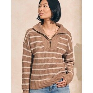 Faherty Women’s Sweater Size Small Mariner Sweater Carmel Brown Stripe Pullover